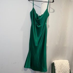 Satin slip dress - emerald green size medium